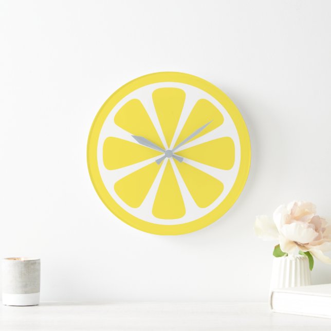 Lemon Segce Bright Gult Kitchen Clock Stor Klocka (Hem)