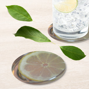 Lemon-segment Flytande i Vatten Underlägg Papper Rund