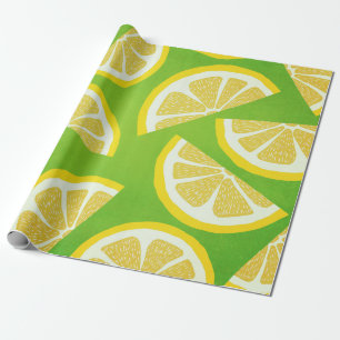 Lemon-segment på grön bakgrund i Lime Presentpapper