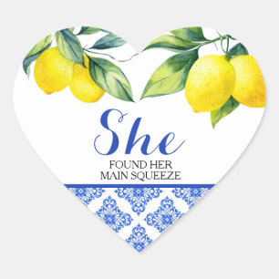 Lemon Shower Hjärtformat Klistermärke