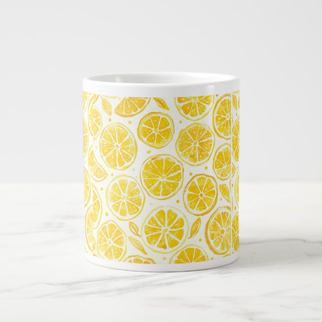 Lemon Slice Full Pattern Bright Yellow Kitchen Mug Jumbo Mugg (Framsidan)
