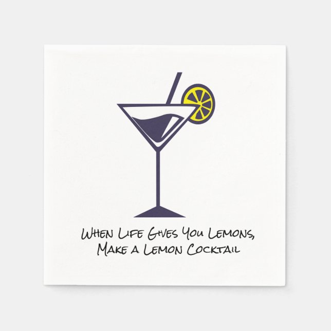 Lemon Slice och Cocktails Napkin Pappersservett (Framsidan)