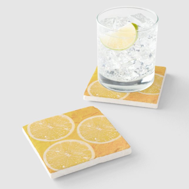 Lemon Slices on Summery Citrus Background Stenunderlägg (Sidan)