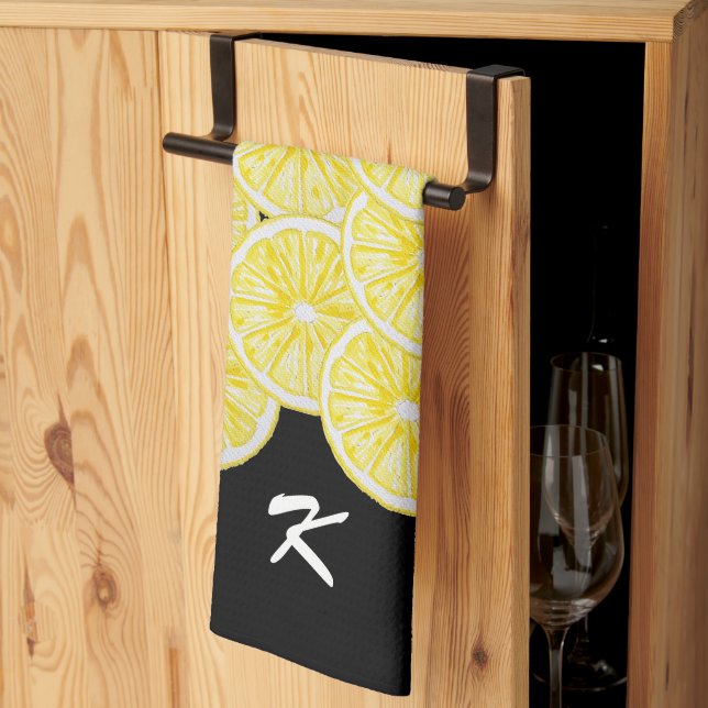 Lemon Slices Watercolor Mönster Kökshandduk (Thirds Fold)