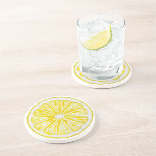 Lemon Slices Watercolor Mönster Underlägg