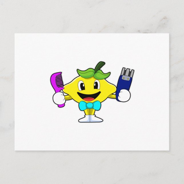 Lemon som Hairdresser med Comb & Razor Vykort (Framsida)