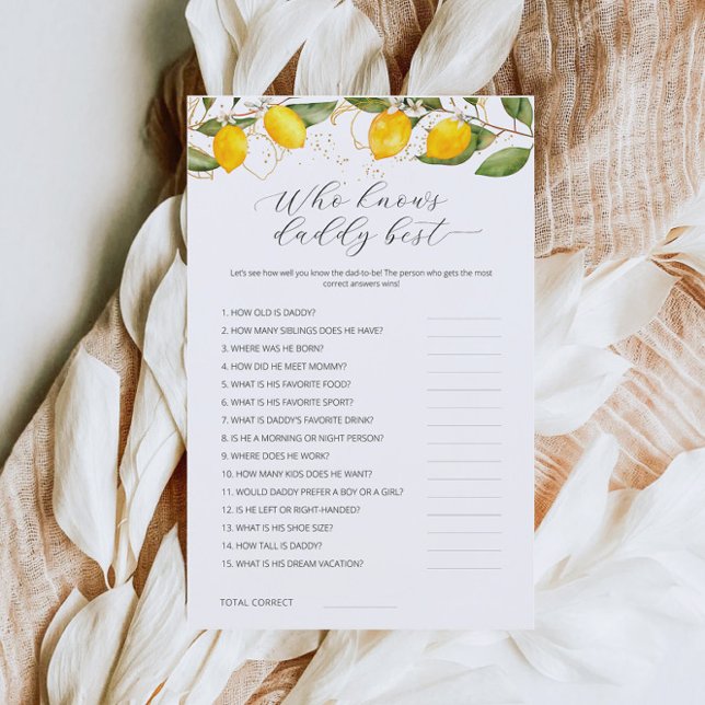 Lemon som känner pappa Best Baby Shower-spel (Skapare uppladdad)