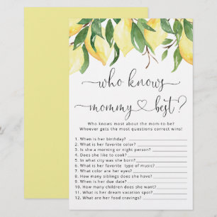 Lemon som känner till Mamma Best Baby Shower-spel