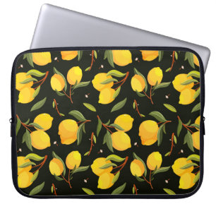 Lemon Sömlös mönster. Handmålad citronillustra Laptop Fodral