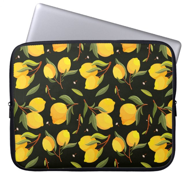 Lemon Sömlös mönster. Handmålad citronillustra Laptop Fodral (Framsidan)