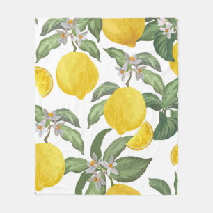 Lemon Sömlös vintage mönster. Tropiska fruktbas Fleecefilt