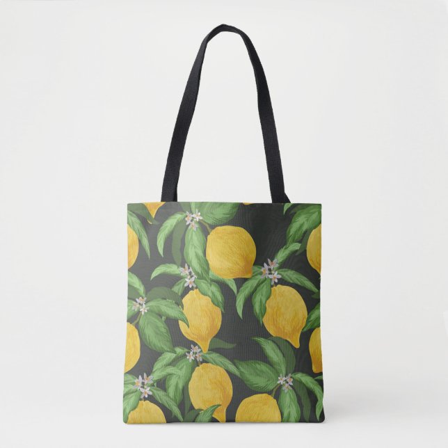 Lemon Sömlös vintage mönster. Tropiska fruktbaser Tygkasse (Framsida)
