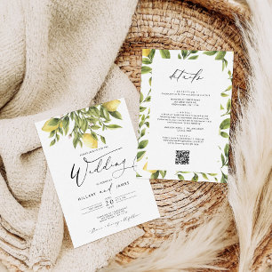Lemon Sorrento Amalfi Kusten Calligraphy Bröllop Inbjudningar