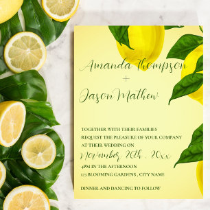 Lemon Söt Bright Gult Citrus Bröllop Inbjudningar