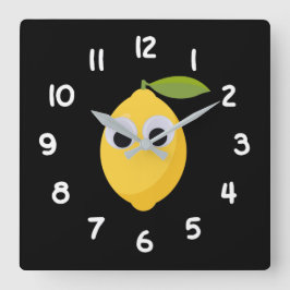 Lemon, söt frukt med googly öga fyrkantig klocka