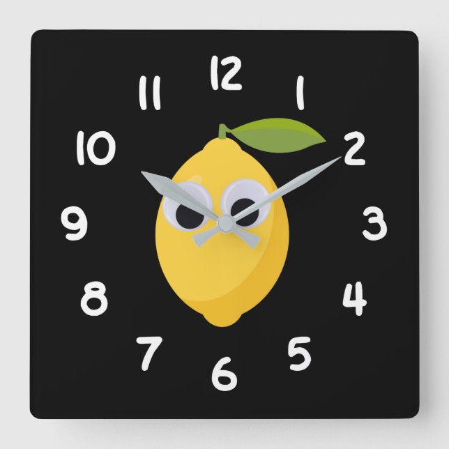 Lemon, söt frukt med googly öga fyrkantig klocka (Framsida)
