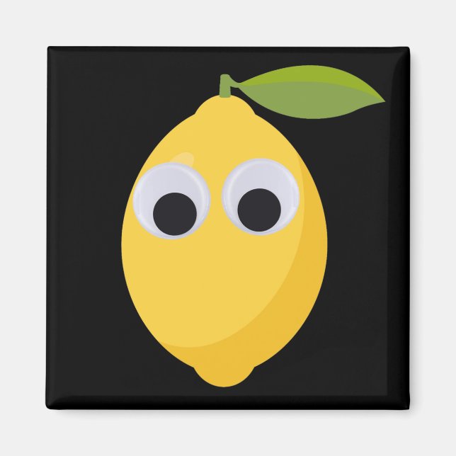 Lemon, söt frukt med googly öga magnet (Framsidan)