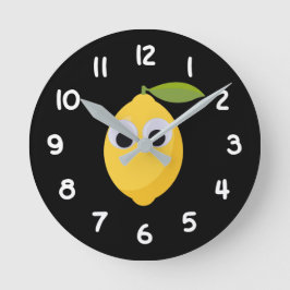 Lemon, söt frukt med googly öga rund klocka