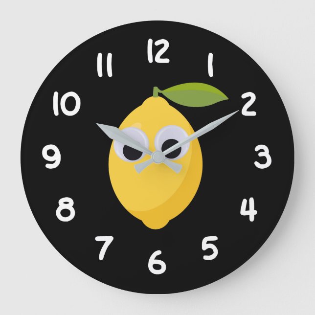Lemon, söt frukt med googly öga stor klocka (Framsida)