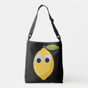 Lemon, söt frukt med googly ögon axelväska