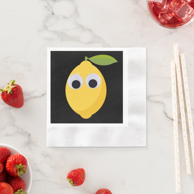 Lemon, söt frukt med googly ögon pappersservett (Insitu)