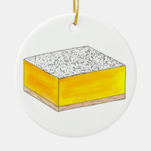 Lemon Square Pub Pastry Dessert Bake Sale Gult Julgransprydnad Keramik