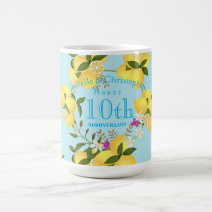 Lemon Squeeze Bröllop-årsdagen blått Kaffemugg
