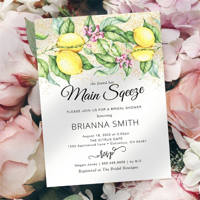 Lemon Squeeze Glitter Inbjudningskort för möhippan (Skapare uppladdad)