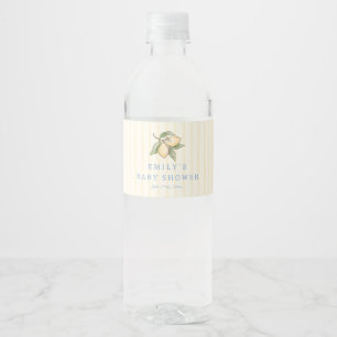 Lemon Squeeze gula ränder Baby Shower Vattenflaskor Etikett