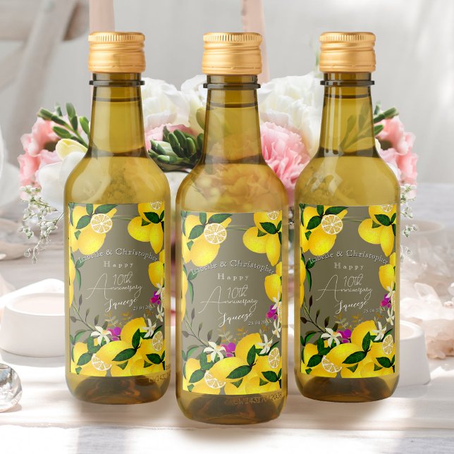 Lemon Squeeze  Vinetikett (10th Wedding Anniversary Lemon Squeeze Wine Label)