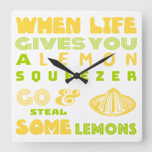 Lemon Squeezer Fyrkantig Klocka
