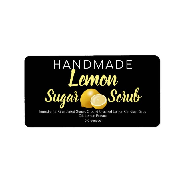 Lemon Sugar SCrub Handmade DIY Modern Labels Adressetikett (Framsidan)