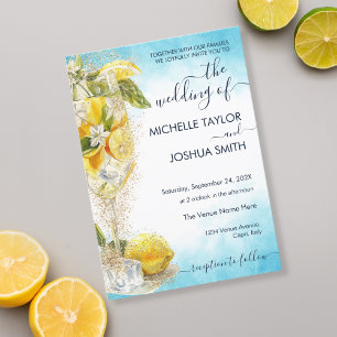 Lemon Summer Cocktail Italien Destination Wedding Inbjudningar