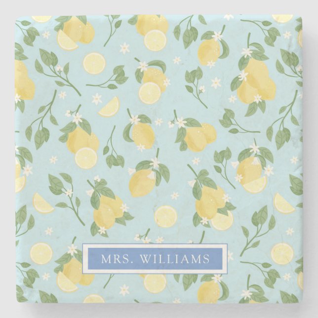 Lemon Summer Fruits Personlig Stone Underlägg (Framsidan)