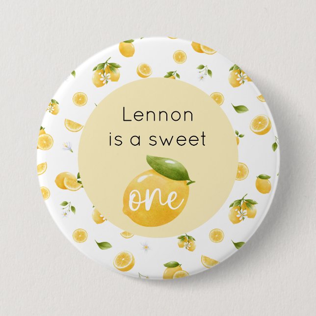 Lemon Sweet One 1st Birthday Knapp (Framsida)