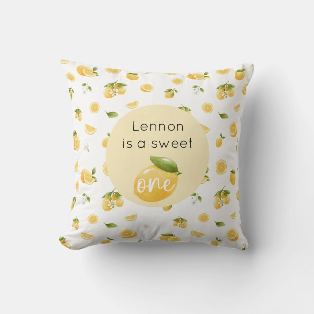 Lemon Sweet One 1st Birthday Kudde (Framsida)