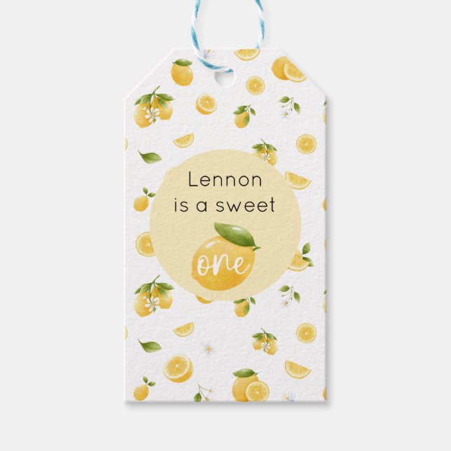 Lemon Sweet One 1st Birthday Presentetikett (Framsidan)