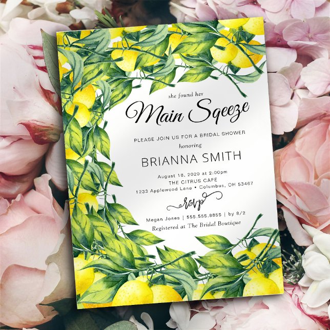 Lemon Swirl Vibrant Inbjudningskort för möhippan (Skapare uppladdad)