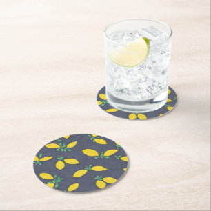 Lemon tappar mat Art Mönster Underlägg Papper Rund