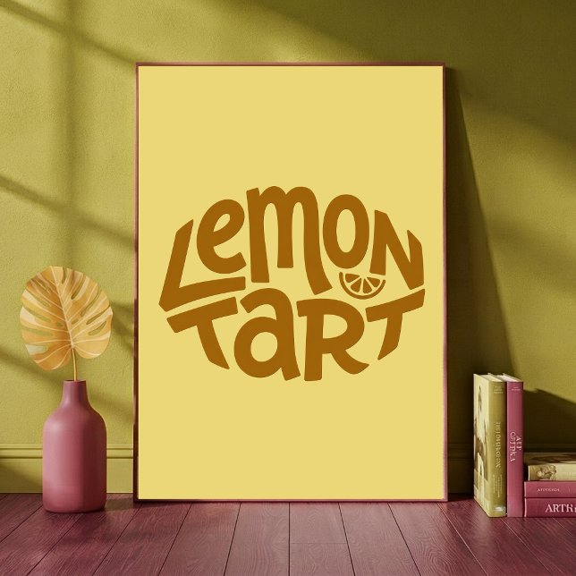 Lemon Tart Bakery Typografisk Konst Köket Café Poster (Skapare uppladdad)