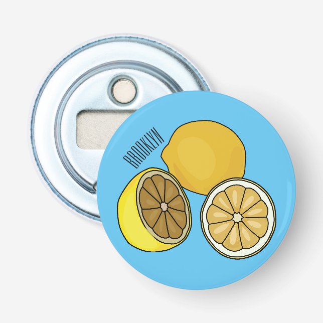 Lemon tecknad illustration flasköppnare (Framsidan)