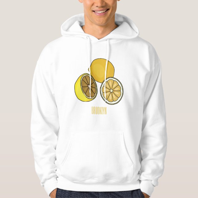 Lemon tecknad illustration hoodie (Framsida)