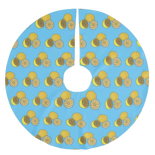 Lemon tecknad illustration julgransmatta borstad polyester (Framsidan)