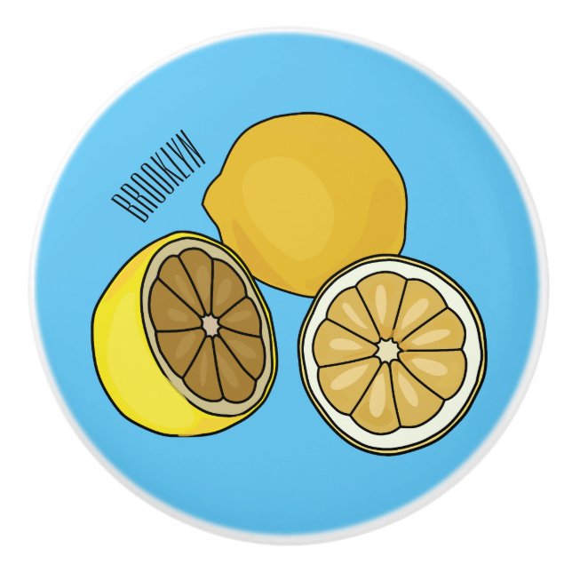 Lemon tecknad illustration knopp (Framsidan)