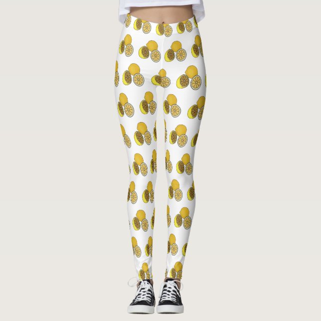 Lemon tecknad illustration leggings (Framsida)