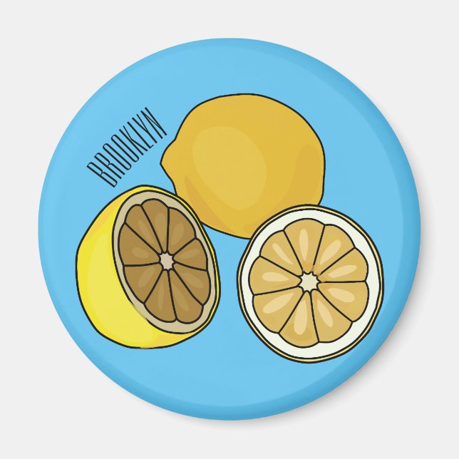 Lemon tecknad illustration magnet (Framsidan)