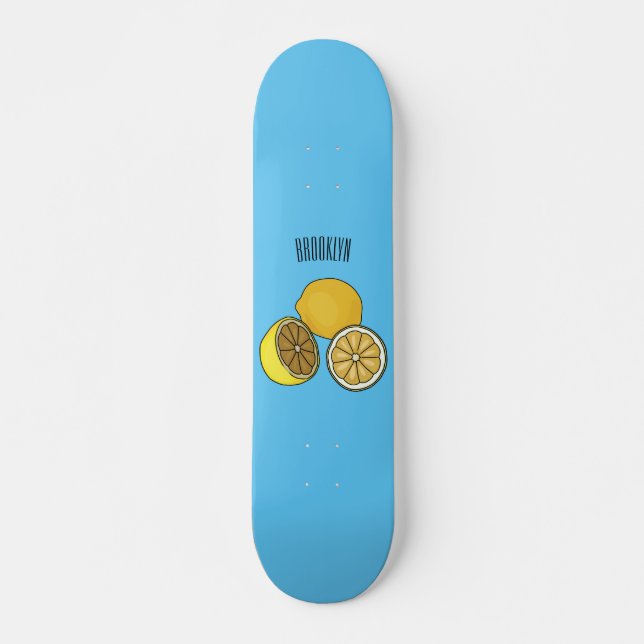 Lemon tecknad illustration mini skateboard bräda 18,5 cm (Framsida)