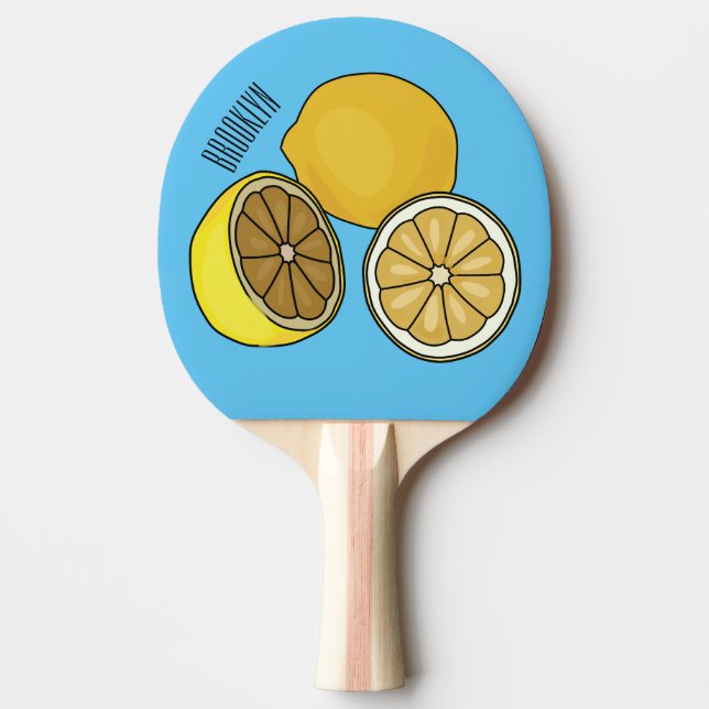 Lemon tecknad illustration pingisracket (Framsidan)