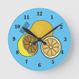Lemon tecknad illustration rund klocka