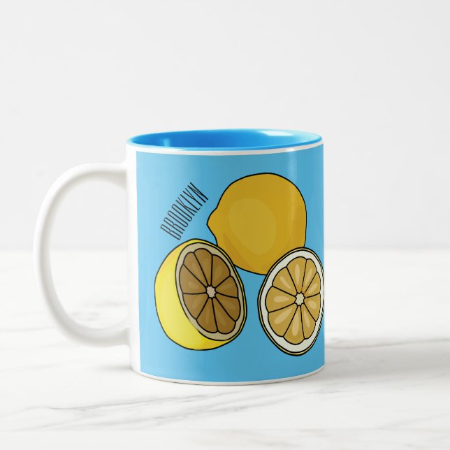 Lemon tecknad illustration Två-Tonad mugg (Vänster)